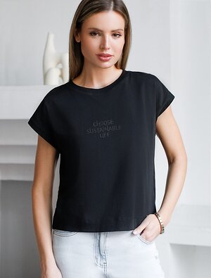 VILATTE Футболка 600449 D49.173 черный_sustainable life