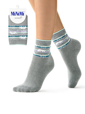Minimi Носки 601282 MINI INVERNO 3300- 8 (мишка/олень) Grigio Melange (Серый)