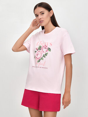 Omsa Пижама 603762 OmD 0235D CHARME Пижама жен. (Футболка + Шорты), СО Rosa Chiaro/Rosso (Розовый)