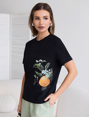 VILATTE Футболка 606262 D49.176 черный_мандарин