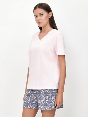 Omsa Пижама 608730 OmD 0235D PRATO Пижама жен. (Футболка + Шорты), СО Rosa/Blu (Розовый)