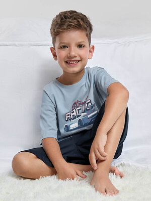 CROCKID Пижама 610330 МП 1696 серо-голубой 4010, тем.синий 4009