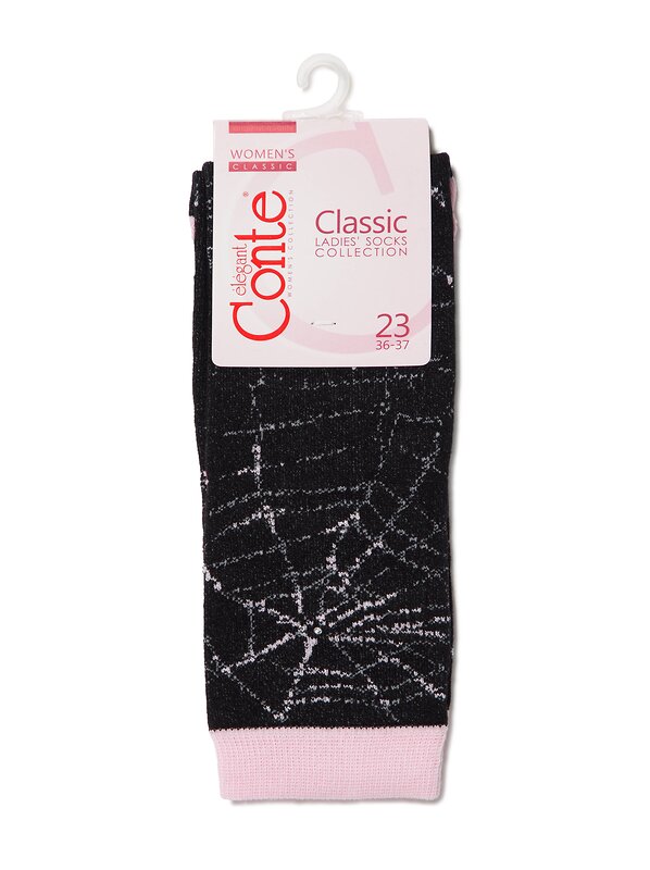 Conte elegant Носки 190367 CLASSIC (стразы, люрекс) Черный-светло-розовый