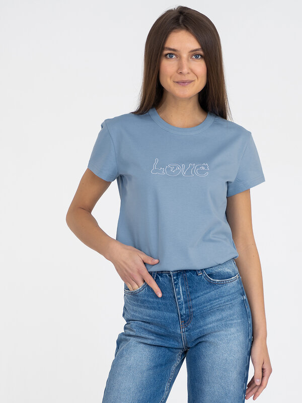 Апрель Футболка 245642 1ЖДФК3792001 серо-голубой