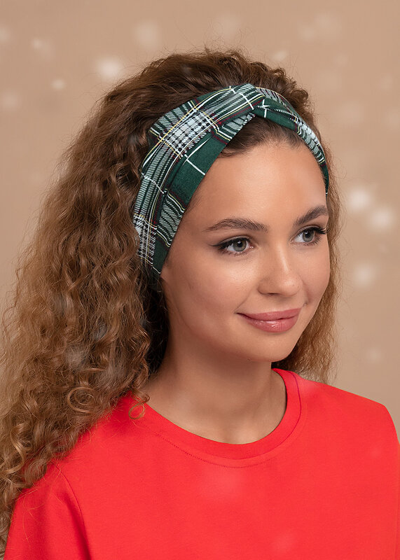 CLEVER Повязка на голову 269198 LA12-983/5 т.зелёный/молочный