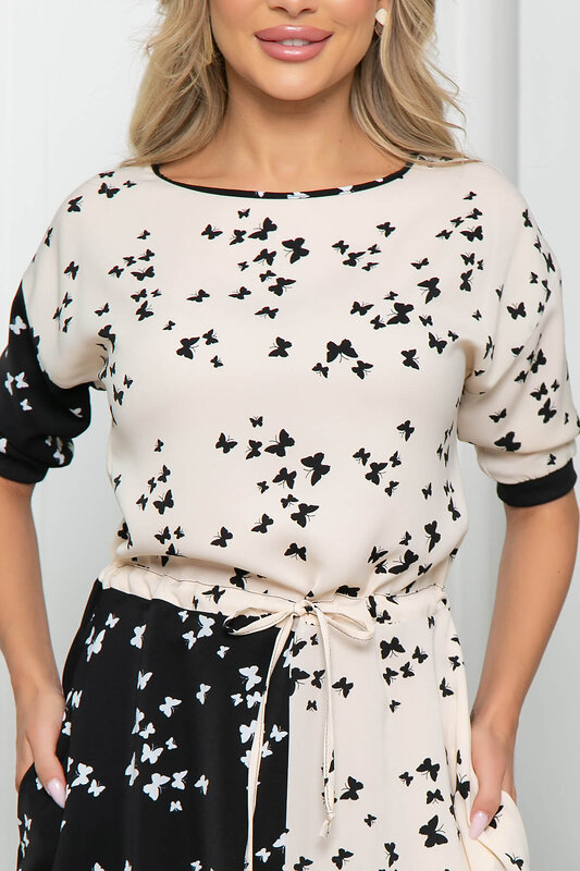 LT Collection Платье 284187 П5432 бежевый, чёрный