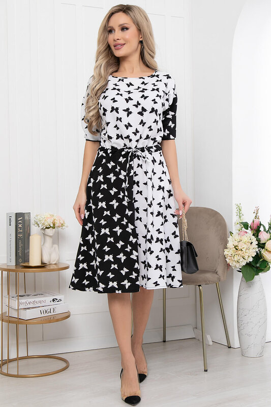 LT Collection Платье 299502 П5901 белый, чёрный