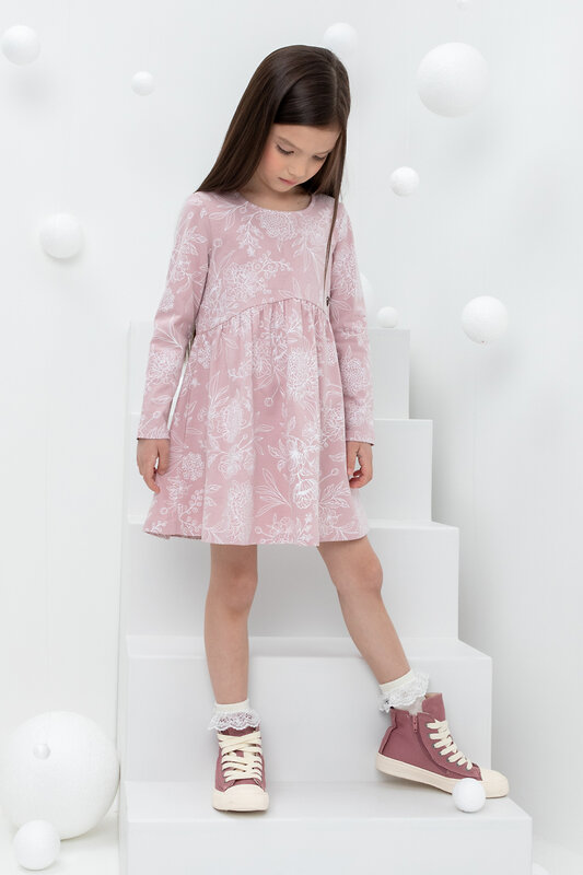 CROCKID Платье 313757 КР 5788 розовый лед, кружевные цветы
