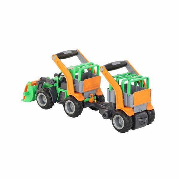 Wader "ГрипТрак", трактор-погрузчик с полуприцепом для животных (в сеточке) 321026 48417 