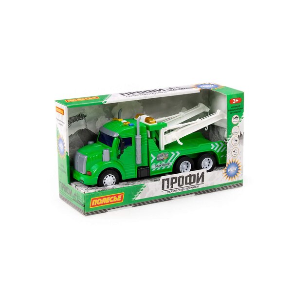 Полесье "Профи", автомобиль-эвакуатор инерционный (со светом и звуком) (зелёный) (в коробке) 322810 86594 
