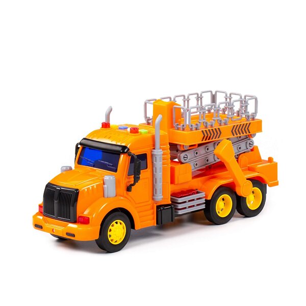 Полесье "Профи", автомобиль с подъёмником инерционный (со светом и звуком) (оранжевый) (в коробке) 323039 89779 