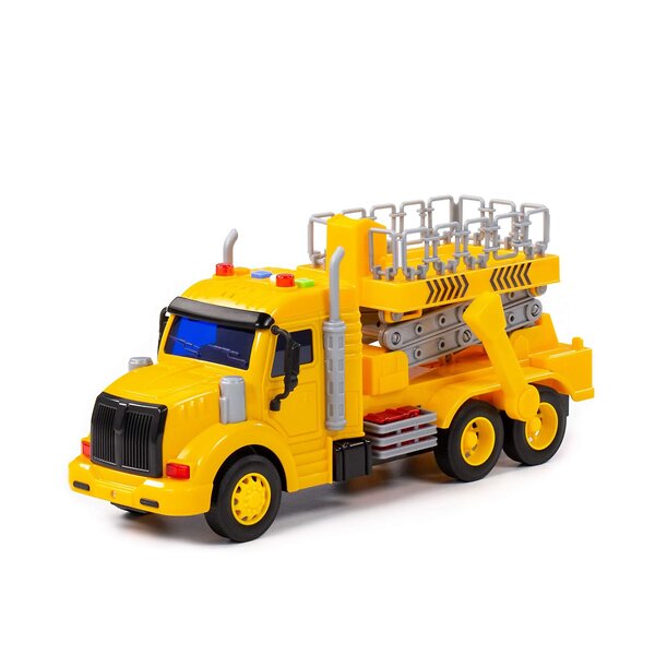 Полесье "Профи", автомобиль с подъёмником инерционный (со светом и звуком) (жёлтый) (в коробке) 323040 89786 