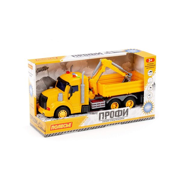 Полесье "Профи", автомобиль бортовой с ковшом инерционный (со светом и звуком) (жёлтый) (в коробке) 323246 96111 