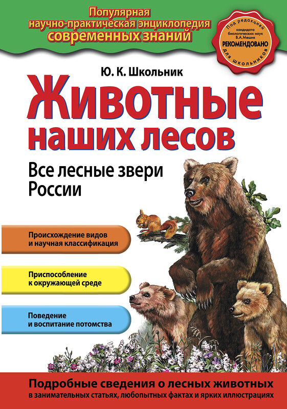 Эксмо Ю.К. Школьник "Животные наших лесов. Все лесные звери России" 341195 978-5-699-96987-6 