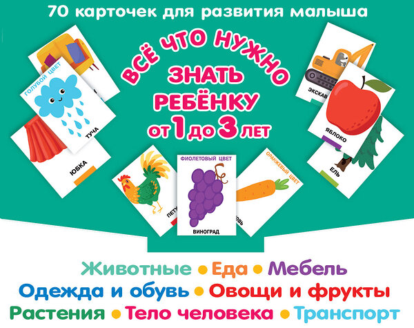 АСТ Дмитриева В.Г. "Все, что нужно знать ребенку от 1 до 3 лет. Растения, Животные, Еда, Мебель, Одежда и обувь, Овощи в фрукты, Тело человека, Транспорт" 373899 978-5-17-137183-8 