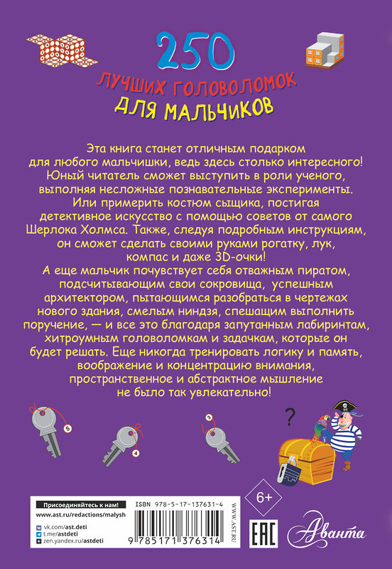 АСТ Прудник А.А., Аниашвили К.С., Вайткене Л.Д. "250 лучших головоломок для мальчиков" 374103 978-5-17-137631-4 