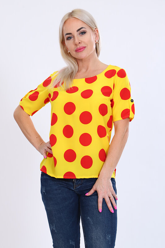Натали Туника 384219 52251 желтый+красный горох