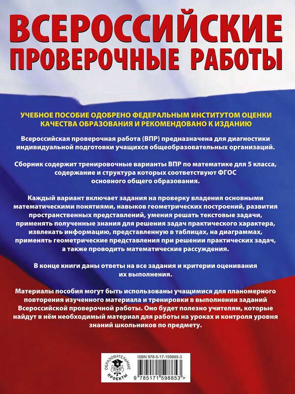 АСТ Воробьёв В.В. "Математика. Большой сборник тренировочных вариантов проверочных работ для подготовки к ВПР. 5 класс" 386429 978-5-17-159885-3 