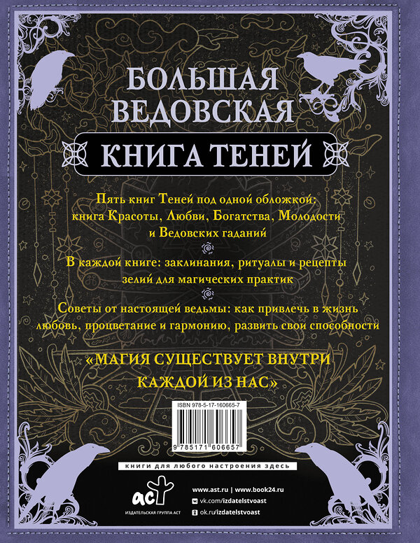 АСТ Лада Зеник "Большая ведьмовская книга заклинаний, ритуалов и обрядов. Магические практики. Книга теней" 388909 978-5-17-160665-7 