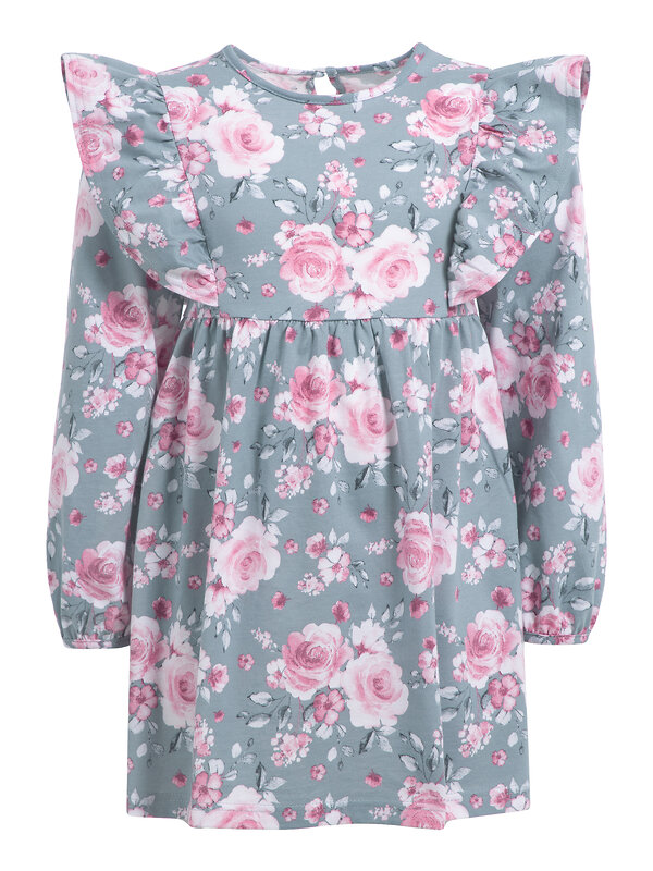 Апрель Платье 394739 1ДПД4461001н розы на сером