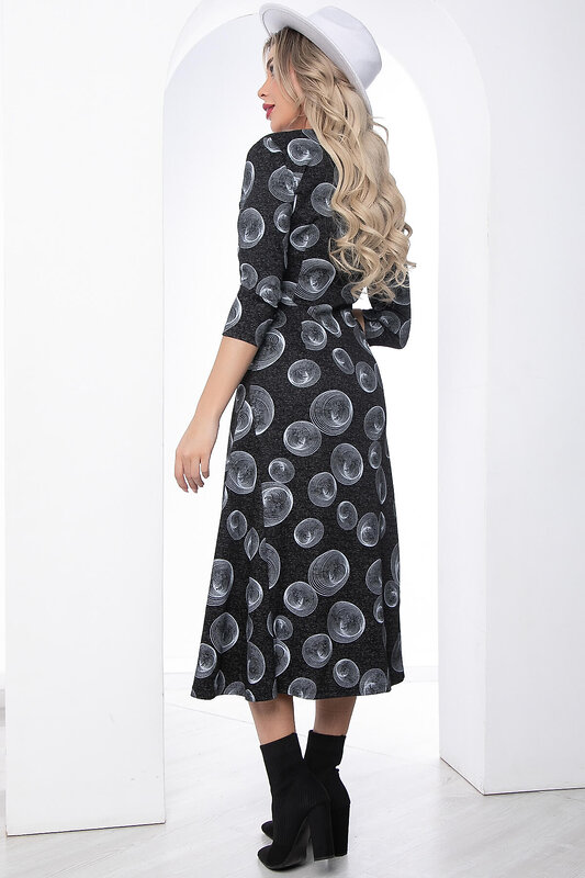 LT Collection Платье 397994 П8792 чёрный меланж с принтом