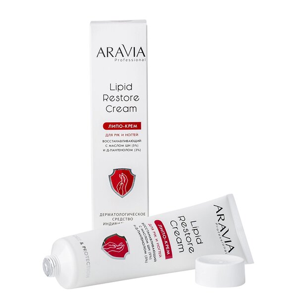 ARAVIA Professional Липо-крем для рук и ногтей восстанавливающий Lipid Restore Cream с маслом ши и д-пантенолом, 100 мл 398631 4061 