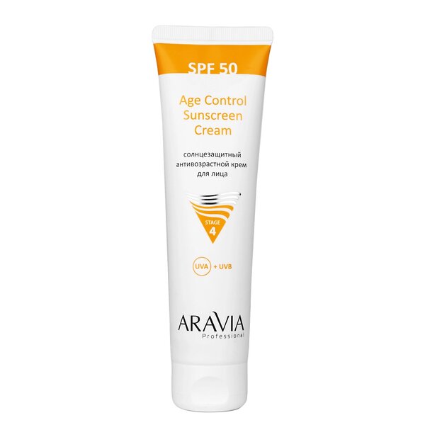 ARAVIA Professional Солнцезащитный анти-возрастной крем для лица Age Control Sunscreen Cream SPF 50, 100 мл 398835 6342 