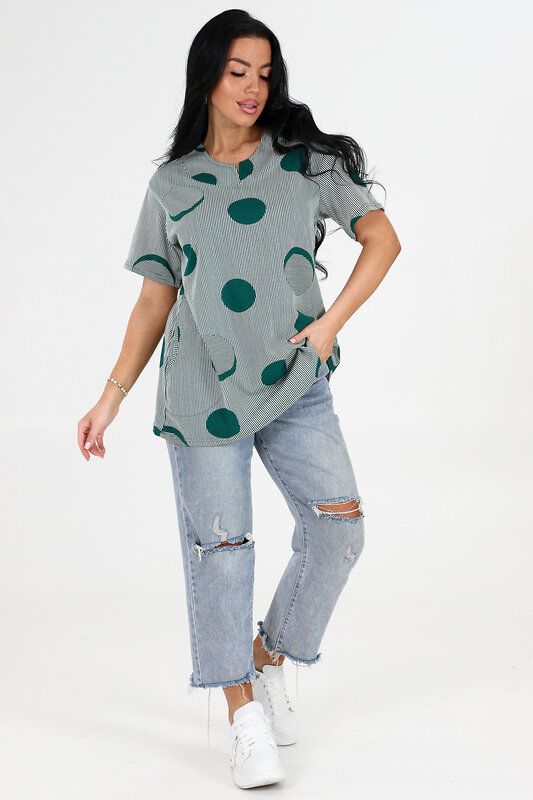 Натали Туника 406026 6087 зеленая полоска