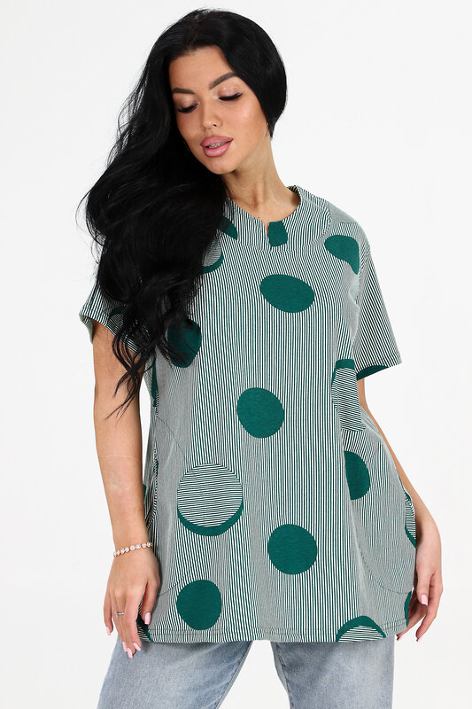 Натали Туника 406026 6087 зеленая полоска