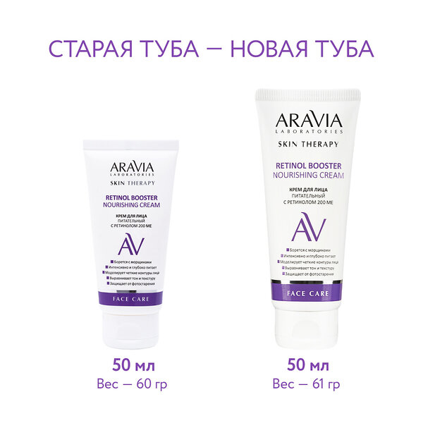 ARAVIA Laboratories Laboratories Крем для лица питательный с ретинолом 200 МЕ Retinol Booster Nourishing Cream, 50 мл/20, 406566 А071 