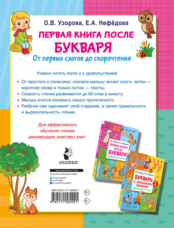 АСТ Узорова О.В., Нефедова Е.А. "Первая книга после букваря. От первых слогов до скорочтения" 411753 978-5-17-158000-1 