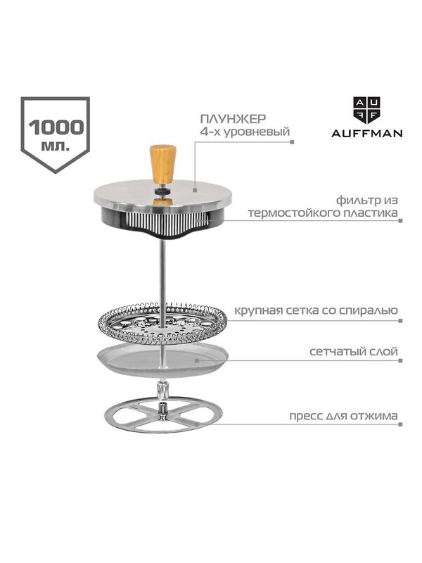 AUFFMAN Френч-пресс 429814 AM-2010 серебристый