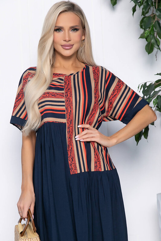 LT Collection Платье 433470 П10543 синий, оранжевый