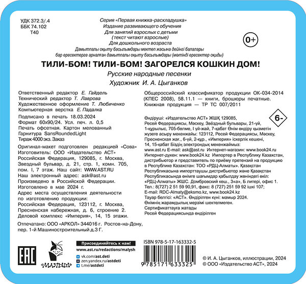 АСТ Дмитриева В.Г. "Тили-бом! Тили-бом! Загорелся кошкин дом!" 436345 978-5-17-163332-5 