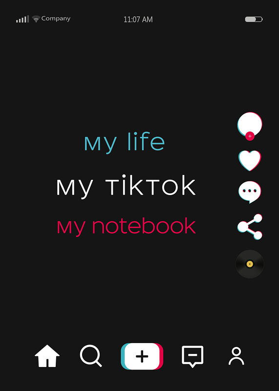 Эксмо "Блокнот. My life my TikTok my notebook (формат А4, мягкая обложка, круглые углы, блок в точку)" 450159 978-5-04-115498-1 