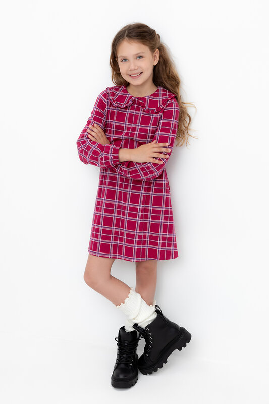 CROCKID Платье 462437 КР 5890 тем.бордовый, шотландская клетка