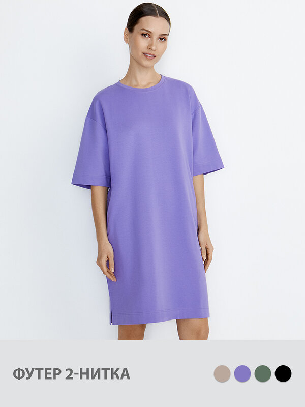 Omsa Платье 465893 OmD 3741С Платье-туника женское OVERSIZE кор/рук Lavanda (Фиолетовый)