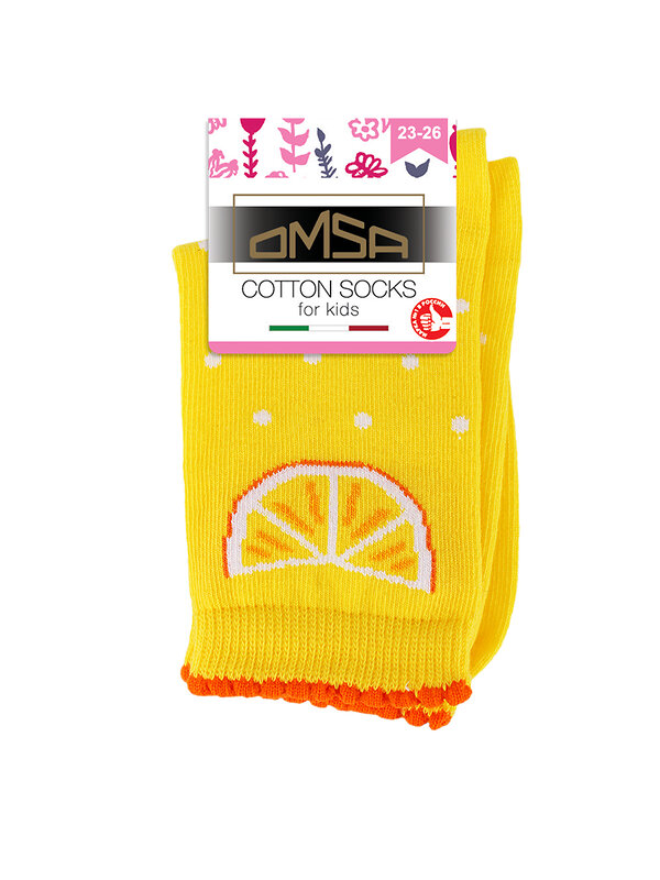 Omsa Носки 474487 OMSA kids   Calzino 22P61 (фрукты) Giallo (Желтый)