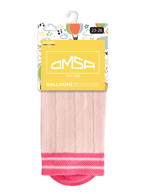 Omsa Носки 474744 OMSA kids   Calzino 21C00 ажур - цветная пятка и мысок Rosa (Розовый)