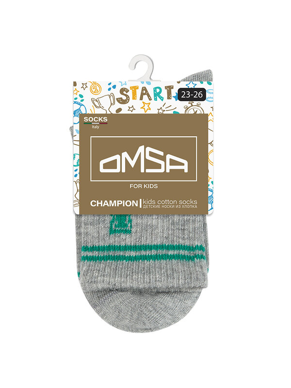 Omsa Носки 476121 OMSA kids   Calzino 21S02 с буквами на резинке Grigio Melange (Серый)