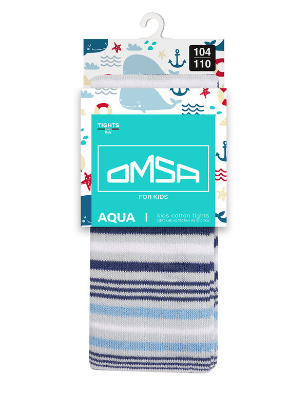 Omsa Колготки 476348 OMSA kids Collant 13P65-2 с рисунком (штурвал-полоски) Grigio Chiaro (Серый)