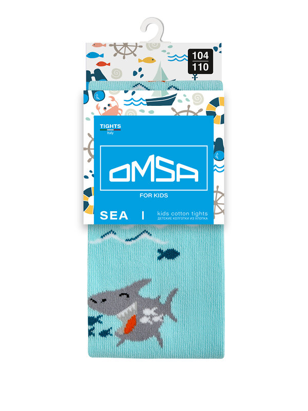 Omsa Колготки 476353 OMSA kids Collant 13Р66-1 с рисунком (акула) Acqua (Голубой)