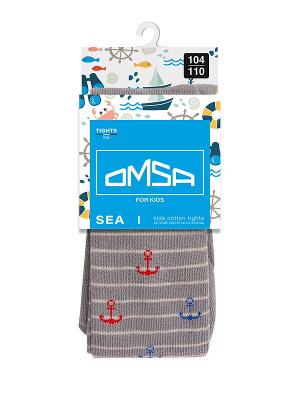 Omsa Колготки 476359 OMSA kids Collant 13P62-2 с рисунком (якорь на полосках) Blu Сhiaro (Голубой)