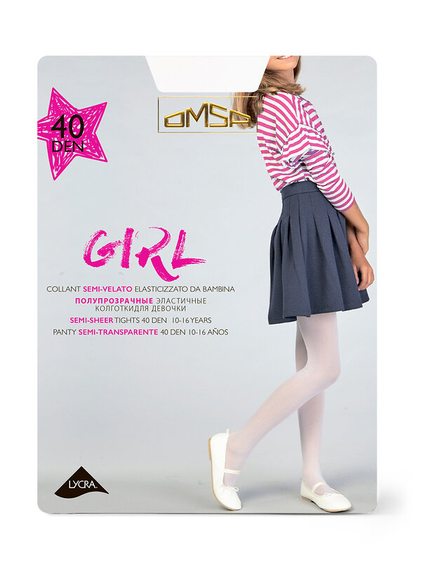 Omsa Колготки 476396 OMSA kids Collant GIRL 40 Nero (Черный)