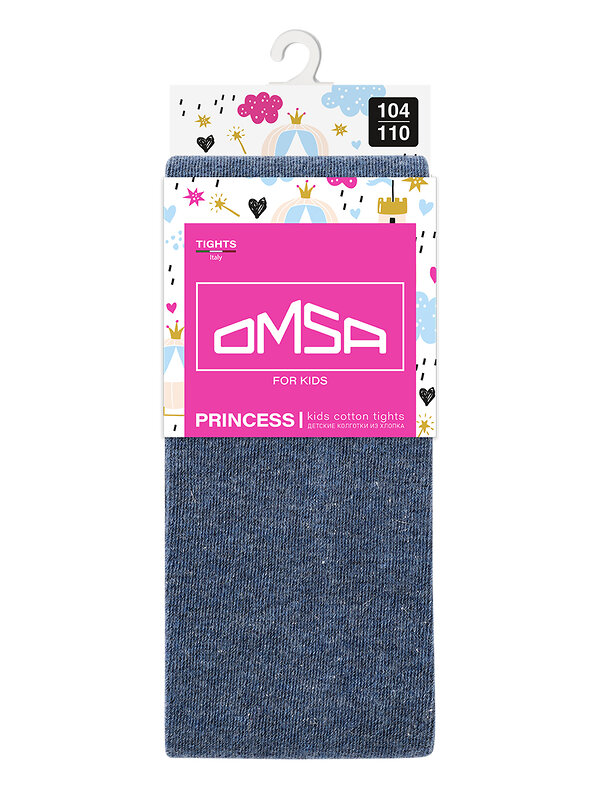 Omsa Колготки 476438 OMSA kids Collant  12L01-1 дет.сад с люрексом без пятки Blu Melange (Синий)