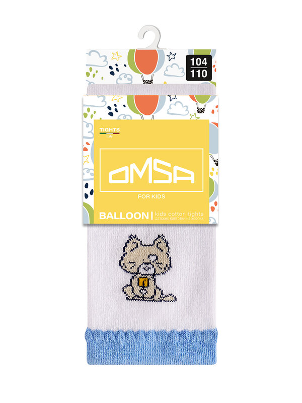 Omsa Колготки 476523 OMSA kids Collant  11P61-1 с имитацией носка и рисунком (котик) Bianco (Белый)