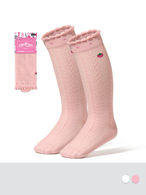 Omsa Гольфы 476537 OMSA kids   Gambaletto 32A01 ажурные с рисунком на резинке и пикотами Rosa (Розовый)