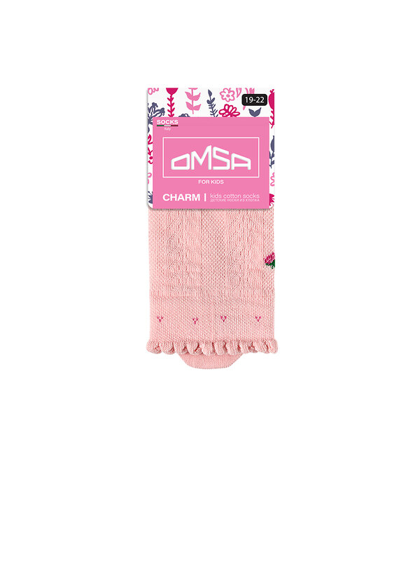 Omsa Гольфы 476537 OMSA kids   Gambaletto 32A01 ажурные с рисунком на резинке и пикотами Rosa (Розовый)