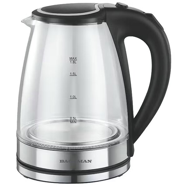 BACKMAN Чайник 476789 BM-TEA 717 прозрачный; черный