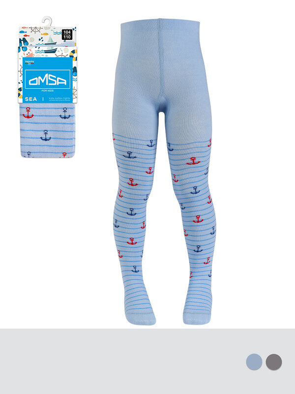 Omsa Колготки 479104 OMSA kids Collant 13P62-1 с рисунком (якорь на полосках) Blu Сhiaro (Голубой)